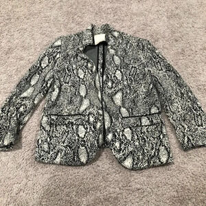 Rebecca Taylor Black and White Snake Skin Print Knit Blazer Size 4‎